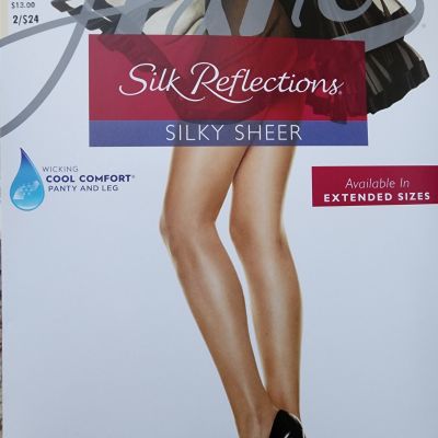 Hanes Silk Reflections Control Top Reinforced Toe Size AB Natural Color Q00718